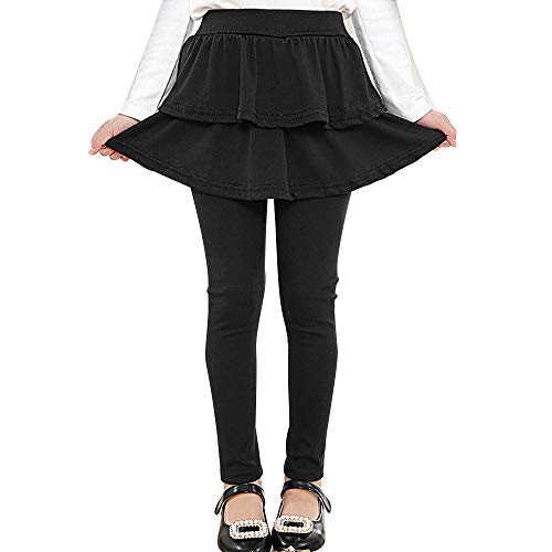 Auranso Girls Leggings with Skirt Kids Clothes Ruffle Tutu Pants Light Blue 10-12 Years