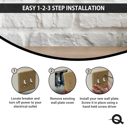 Questech Outlet Cover, Single Duplex Wall Plate 1-Gang Switch Plate Standard Size Electrical Outlet Receptacle Cover, Decorative Tumbled Texture, Gray, 3 Pack