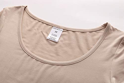OThread & Co. Women's Basic Crop Tops Stretchy Casual Scoop Neck Cap Sleeve Shirt (Medium, Peach Pink)