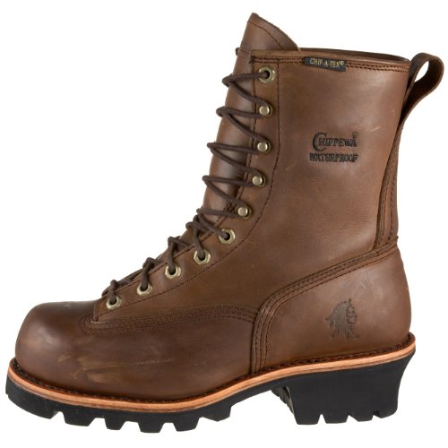 Chippewa Boots Men's Steel Toe Waterproof Lace Logger Work Boots Brown 9.5 W
