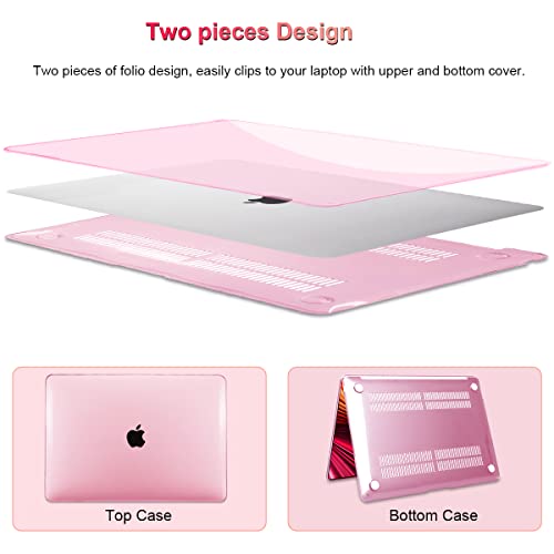 LCMOCICO for 2022 Macbook Pro 13 inch Case M2 2021 2020 Release M1 A2338 A2289 A2251 Touch Bar & Touch ID, Glitter Transparent Hard Shell Case Keyboard Skin Screen Protector Webcam Cover Brush