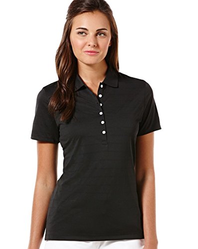 Callaway Women's Golf Short Sleeve Pique Open Mesh Polo Shirt, Black, Medium