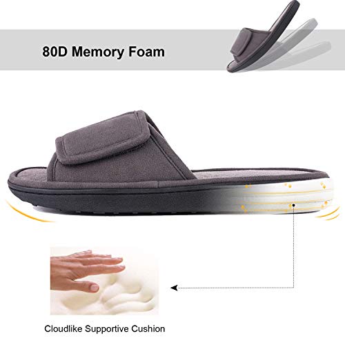 LongBay Men's Comfy Memory Foam Slide Slippers Breathable Micro Suede House Shoes (Small / 7-8 D(M) US, Gray)