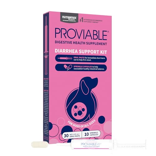 Proviable Digestive Health Supplement Kit with Multi-Strain Probiotics and Prebiotics for Medium to Large Dogs - with 7 Strains of Bacteria, 30 mL Paste and 10 Capsules
