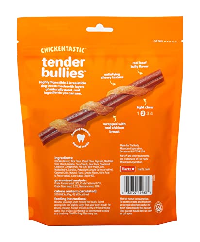 Hartz Oinkies Tender Bullies with Real Chicken Breast & Real Beef Bully Stick Flavor, Highly Digestible and Rawhide-Free, 20 Count