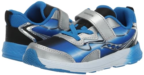 Saucony Flash Alternative Closure 3.0 Sneaker, Black/Blue/Chrome, 13 US Unisex Little Kid