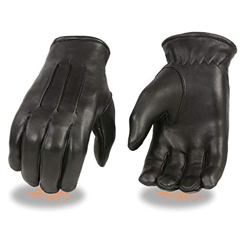 Milwaukee Leather SH865 Men's Black Thermal Lined Deerskin Motorcycle Hand Gloves W/Sinch Wrist Closure - X-Small