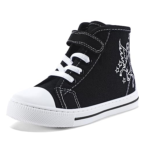 K KomForme Toddler Sneakers Girls Canvas High Top Walking Shoes with Hook and Loops Colorful