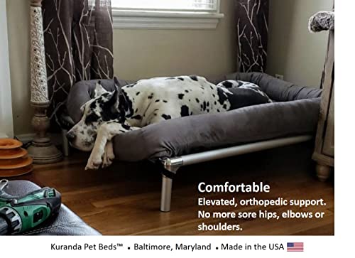 Kuranda Chewproof Bed - Silver Aluminum - 30" x 20" - Heavy Duty Vinyl - Burgundy