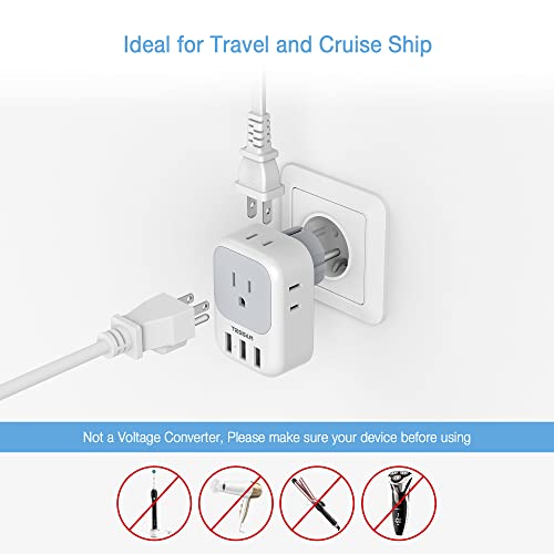 Switzerland Power Adapter 2 Pack, TESSAN Swiss Travel Plug Adaptor with 4 Outlets 3 USB Charging Ports, Type J Plug for US to Switzerland, Liechtenstein, Rwanda