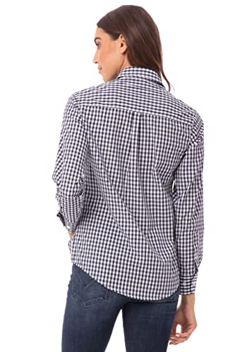 Chef Works Women's Gingham Dress Shirt, Dark Navy Wht Check, X-Small