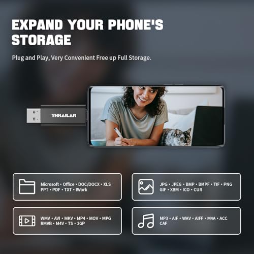THKAILAR USB C 3.2 Gen 2 Flash Drive 128GB-High Speed Up to 350MB/s Read 2 in 1 USB Drive Data Storage, USB C Thumb Drive Compatible with Android Phone/PC/Mac/Laptop