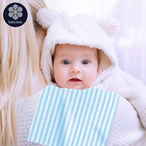 8 Pack Super Soft Baby Burp Cloths, Baby Washcloths, Ultra Absorbent Large Newborn Burping Cloth for Boy and Girl, Milk Spit Up Rags, Unisex for Baby Sensitive Skin, Aquamarine and White,16 × 12 Inch