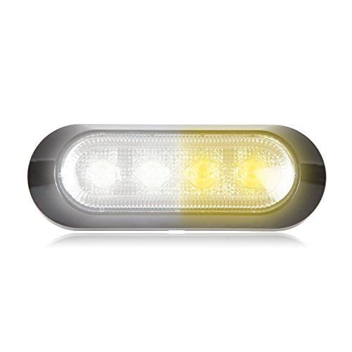 Maxxima M20384WYCL White/Amber Ultra Thin 4 LED Warning Strobe Light (Surface Mount with Clear Lens)