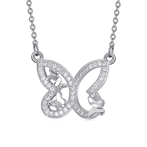 VIJASHOP Women's Butterfly Necklace Cubic Zirconia Butterfly Pendant Dainty Butterfly Jewelry Gifts for Girlfriend Daughter