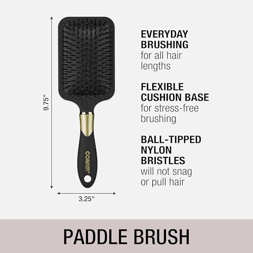 Conair Velvet Touch hairbrush set - Travel hair brush - suitable for curly or straight styles - features soft touch handle with bonus headband - Red/Black