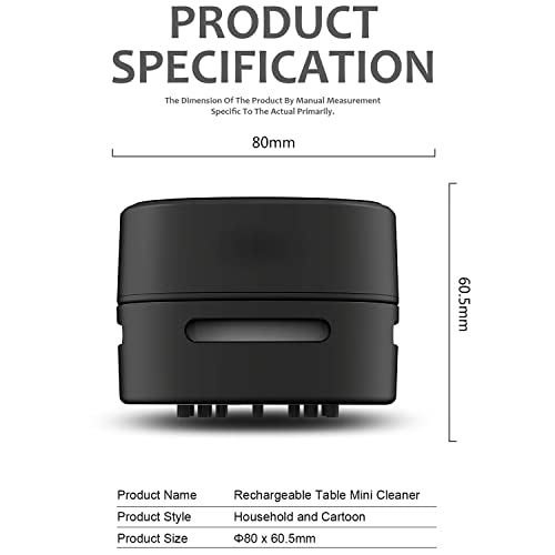 ODISTAR Desktop Vacuum Cleaner, Mini Table dust Sweeper Energy Saving,High Endurance up to 400 mins,360º Rotatable Design for Keyboard/Home/School/Office (Black)
