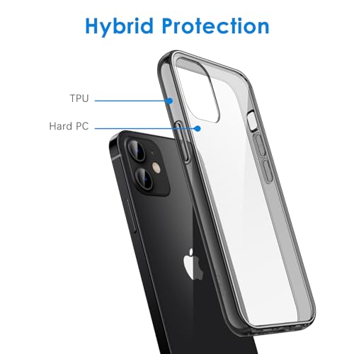 JETech Case for iPhone 12 Mini 5.4-Inch, Non-Yellowing Shockproof Phone Bumper Cover, Anti-Scratch Clear Back (Black)