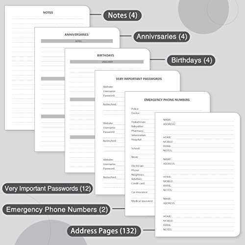 Address Book with Alphabetical Tabs, Hardcover Password Book, Small Address Organizer Keep Track of Phone Numbers, Special Days, Birthdays, Anniversaries and Notes(4.8″x 5.8″, Black)