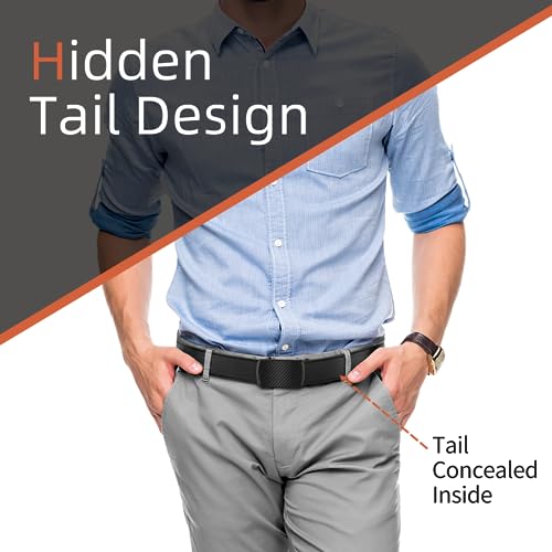 Zitahli Ratchet Belt for Men,Upgraded Tail Hidden Design mens belt Leather for Dress Pant Shirt Oxfords,Micro Adjustable 26"-32"