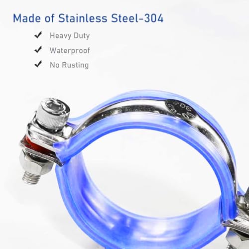 WYSIWYKA 2PCS 304 Stainless Steel Wall Ceiling Mount Pipe Supports, Split Ring Hanger for OD Pipe 60-65mm