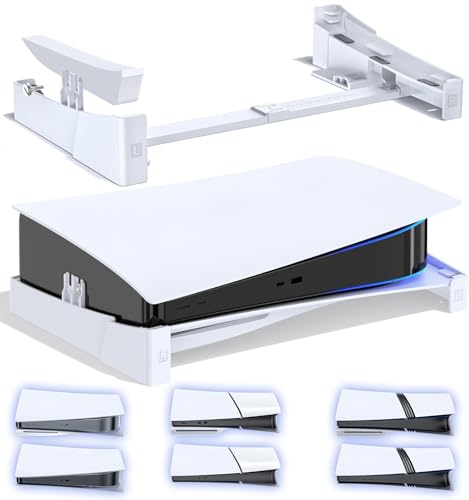 OIVO PS5/ Slim/Pro Horizontal Stand for Disc & Digital Console, Stable PS5 Accessories Base Stand with Upgraded Support Rods on Bottom & Scalable Design for PlayStation 5 Console-White