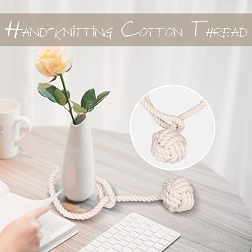 Ushomin Curtain Tiebacks, 2 Packs Curtain Rope Tieback, Heavy Duty Curtain Tie Backs for Curtains, Indoor Outdoor Curtain Tiebacks, Handmade Rural Decorative Tie Knot Curtain Holdbacks (Beige)