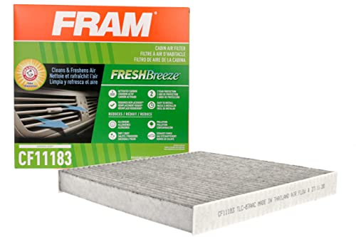 FRAM Fresh Breeze Cabin Air Filter Replacement for Car Passenger Compartment w/ Arm and Hammer Baking Soda, Easy Install, CF11183 for Select Dodge and Jeep vehicles , white
