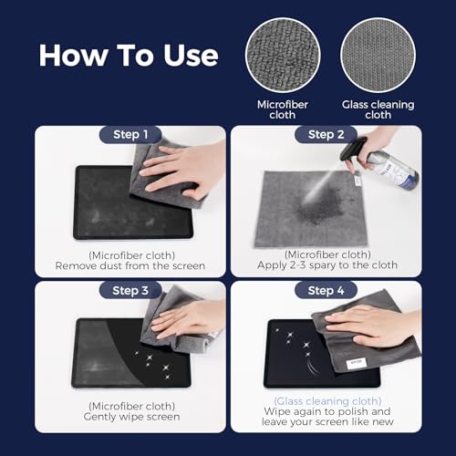 WELKIN Screen Cleaner Spray Kit(250ml + 60ml)- Cleaning Gel for TV, Laptop, Computer, Phone Touchscreen -2 Sprayers,1 Microfiber Cloth & 1 Glass Wipe