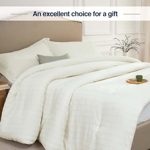 Quataly Black Twin/Twin XL Comforter Set - 2 Pieces Seersucker Lightweight Bedding Comforter Sets (1 Soft Fluffy Comforter & 1 Pillowcase) - All Seasons Cozy Modern Bed Sets for Women Men