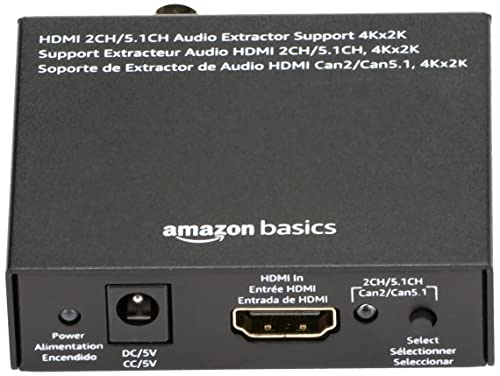 Amazon Basics 4K HDMI to HDMI and Audio (RCA Stereo or Spdif) Extractor Converter (Supports Apple TV, Fire TV and Blue-Ray Players), Black