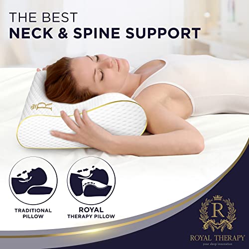 Royal Therapy 1-Pack Memory Foam Pillow, Cervical, Queen Contour Pillow, Orthopedic Pillow for Neck Support, Neck Pain, Side Sleepers, CertiPUR-US