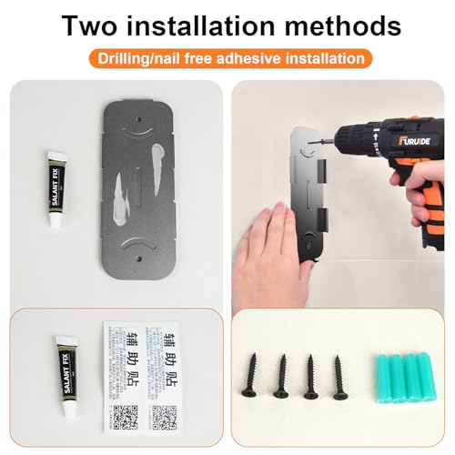Blissfuhue Adjustable blow dryer holder wall mounted storage,Hands-Free bathroom blow dryer holder,height angle,metal material Compatible with 90% hair dryer hanger, suitable for countertop use