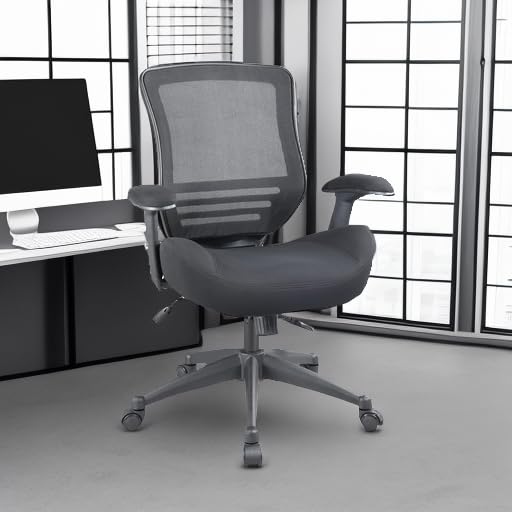 BOLISS Ergonomic Mesh Computer Desk Office Chair with Super Soft Adjustable Arms,Molded Double Seat Cushion Foam Seat and Lumbar Support -All in Black
