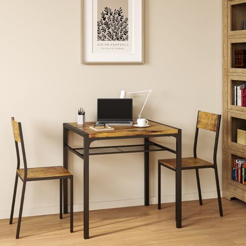 Gizoon Dining Table Set for 2, 3 Piece Kitchen Table with 2 Chairs for Small Space, Apartment, Kitchen, Dining Room, Space-Saving