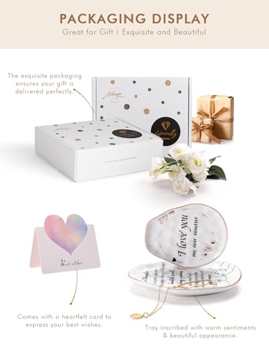 AISBUGUR Jewelry Dish Set of 2, Large Jewelry Tray for More Jewelry Ring Dish Jewelry Bowl with Beautiful Package and Greeting Card Perfect for Birthday Gifts for Women(Daughter)