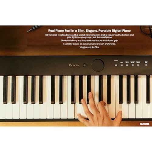 Casio Privia PX-S3100 – 88-Key Weighted Digital Piano | Slim & Elegant | 700 Tones, 200 Rhythms, Bluetooth Audio/MIDI, Touch Sensor Controls, Audio/MIDI Recorders & Editable DSP Effects