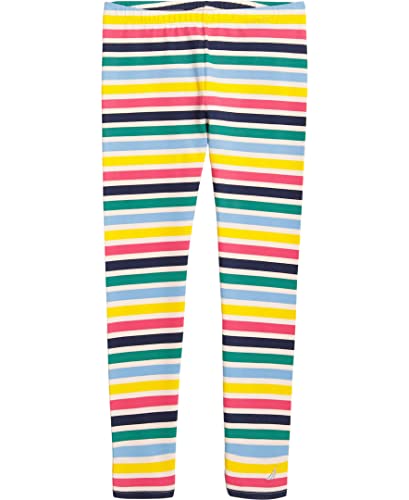 Nautica Girls' Leggings, Full Length Pull-On Stretch Pants with Elastic Waistband & Logo Detail, Peacoat Stripe, 16