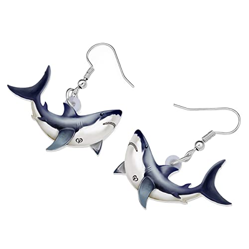 YAYAKO Acrylic Anime Shark Earrings Dangle Ocean Animals Jewelry Cute Shark Gifts for Shark Lovers Women Charms (Azure)