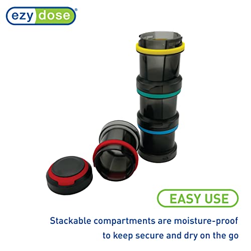 EZY DOSE Weekly (4-Day) Stackable Pill Organizer, Vitamin and Medicine Box, Detachable Compartments, Rainbow Colors