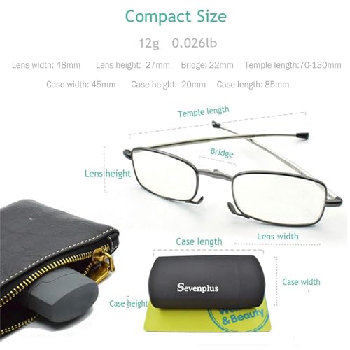 sevenplus 3 Pack Reading Glasses Blue Light Blocking, Anti UV Glare, Foldable Computer Spring Hinge Readers for Women Man 5.0X