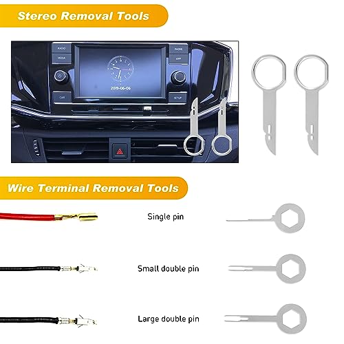 GOOACC 19Pcs Trim Removal Tool Set Panel Fastener Clips Removal Automotive Plastic Upholstery Pliers Removal Install Removal Car Tool with Storage Bag for Trim Panel Audio Clip Pliers Terminal-Black
