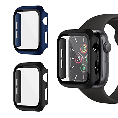 XFEN 3 Pack Cases with Screen Protector for Apple Watch Series 6 SE Series 5 Series 4 40mm, Black + Hot Pink(Barbie Pink) + Dark Purple