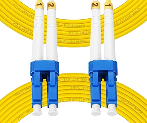 Fibergaga 0.5m(1.6ft) OS2 LC/UPC to LC/UPC Fiber Patch Cable Single Mode Fiber Duplex Length Option: 0.5M(1.6ft)-100M(328ft) 9/125µm 2.0mm Cable Diameter Fiber Optic Cable, OS1/OS2 Compatible