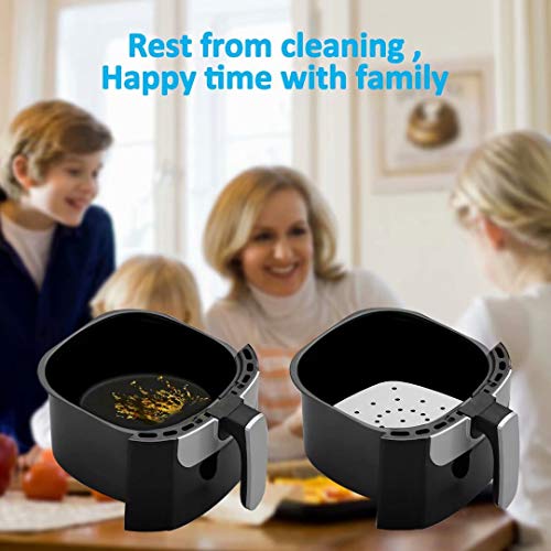 200pcs 8.5inch Square Perforated Parchment Paper Sheets, Premium Nonstick Bamboo Steamer Liner for Air Fryers, Steaming Basket, Oven, Baking, Cooking