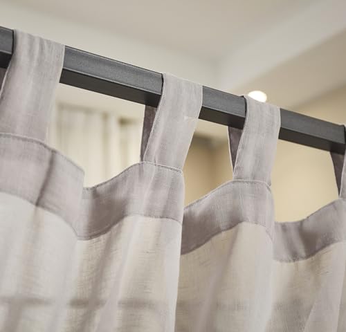 Mengersi Linen Canopy Bed Curtains for Twin,Full,Queen and King Size Bed,Bed Canopy Natural Blended Curtain Panels, 8 Panels Set (All Bed Sizes, Gray)