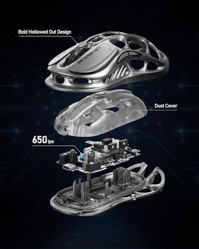 GravaStar Mercury M1 Pro Wireless Gaming Mouse, Lightweight Magnesium Alloy, 26,000 DPI, PAW3395DM Sensor, 5 Programmable Buttons, Support Wired/2.4GHz/BT, Up to 200 Hours Battery Life