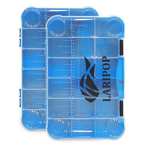 LARIPOP Tackle Boxes, Fishing Plastic Box, Transparent Plastic Storage Organizer Box,Tool Box, Bait Separator -Angler's equipment- 2 Packs /4 Packs Tackle Trays - Parts Box