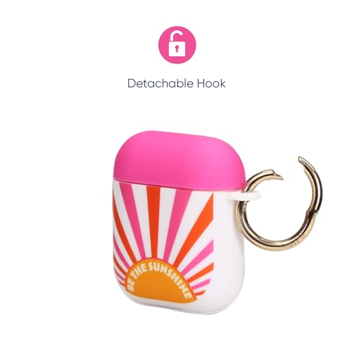 Packed Party for AirPods Case Cover, Soft Silicone Protective Cover with Detachable Gold Hook, Compatible with Apple AirPods 2nd 1st Generation Charging Case, Be The Sunshine Earbuds Case Cover