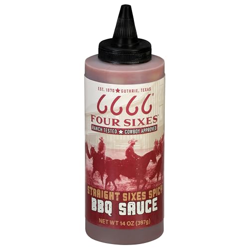 6666 Four Sixes Straight Sixes Spicy BBQ Sauce, 14 Ounce